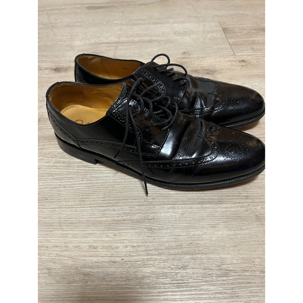 Cole Haan Mens Black Patent‎ Leather Wingtip Oxford Dress Shoes C07608 Size 13 M